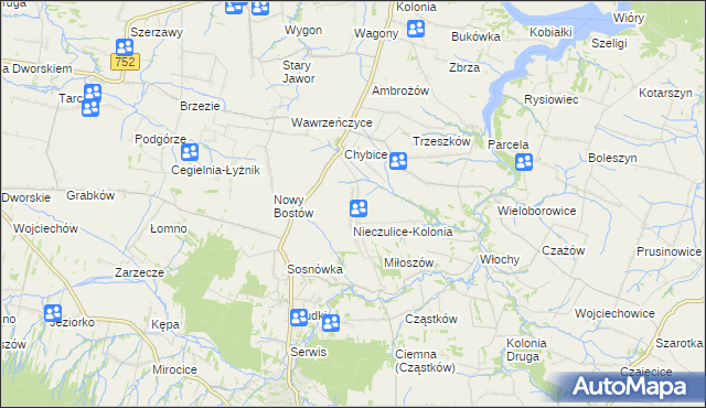 mapa Nieczulice gmina Pawłów, Nieczulice gmina Pawłów na mapie Targeo