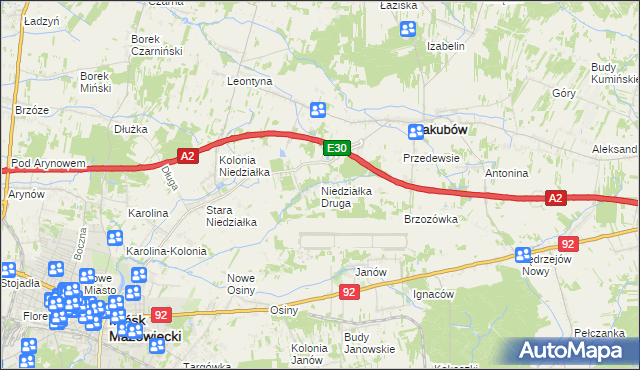 mapa Niedziałka Druga, Niedziałka Druga na mapie Targeo