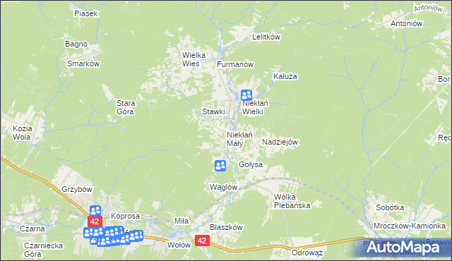 mapa Niekłań Mały, Niekłań Mały na mapie Targeo