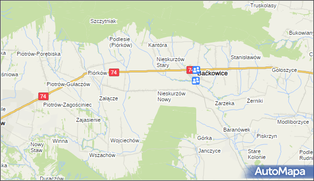 mapa Nieskurzów Nowy, Nieskurzów Nowy na mapie Targeo