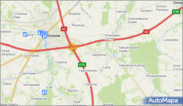 mapa Niesułków, Niesułków na mapie Targeo