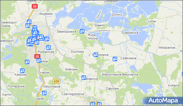 mapa Niesułowice gmina Milicz, Niesułowice gmina Milicz na mapie Targeo