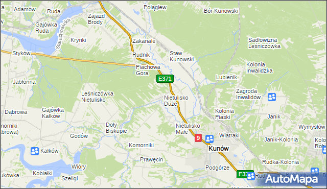 mapa Nietulisko Duże, Nietulisko Duże na mapie Targeo