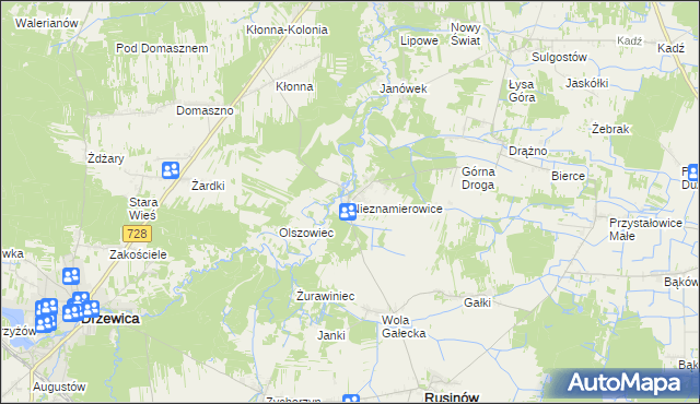 mapa Nieznamierowice, Nieznamierowice na mapie Targeo