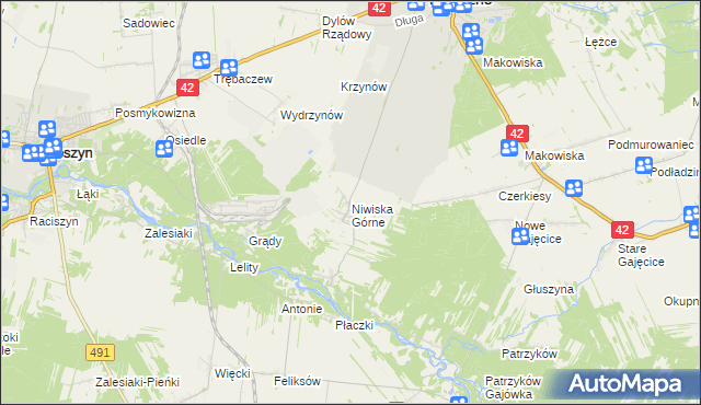 mapa Niwiska Górne, Niwiska Górne na mapie Targeo