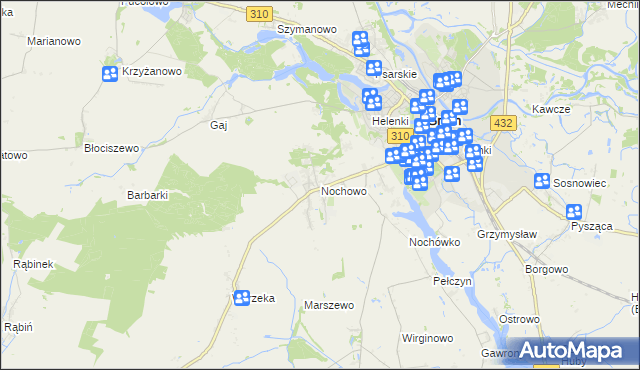 mapa Nochowo, Nochowo na mapie Targeo