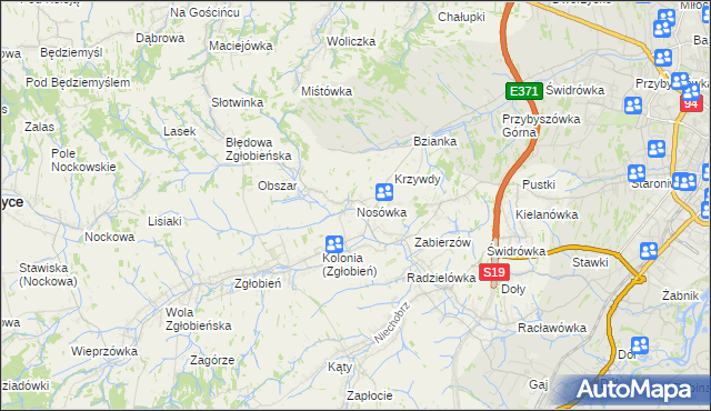 mapa Nosówka, Nosówka na mapie Targeo