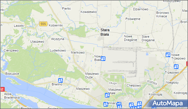 mapa Nowa Biała gmina Stara Biała, Nowa Biała gmina Stara Biała na mapie Targeo