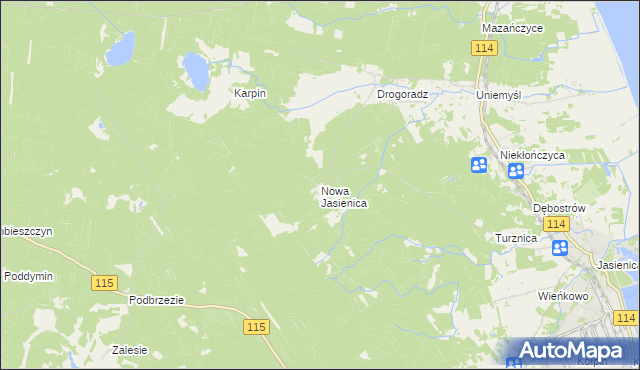 mapa Nowa Jasienica, Nowa Jasienica na mapie Targeo