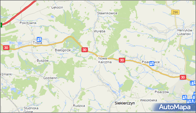 mapa Nowa Karczma gmina Siekierczyn, Nowa Karczma gmina Siekierczyn na mapie Targeo