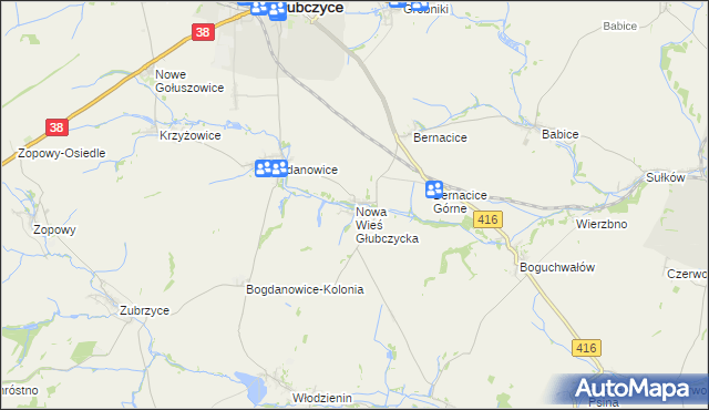 mapa Nowa Wieś Głubczycka, Nowa Wieś Głubczycka na mapie Targeo
