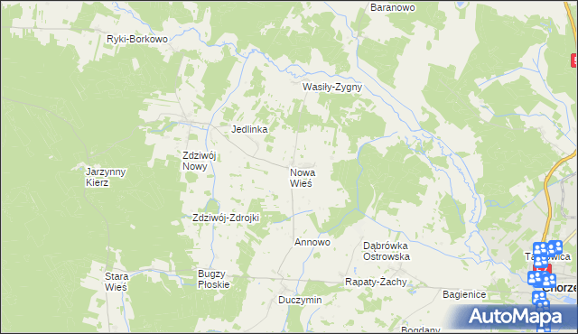 mapa Nowa Wieś gmina Chorzele, Nowa Wieś gmina Chorzele na mapie Targeo