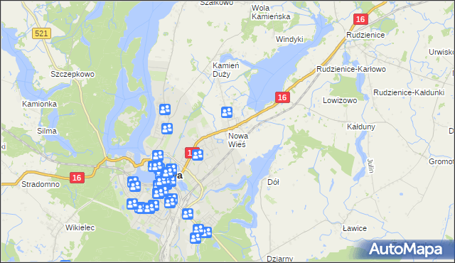 mapa Nowa Wieś gmina Iława, Nowa Wieś gmina Iława na mapie Targeo