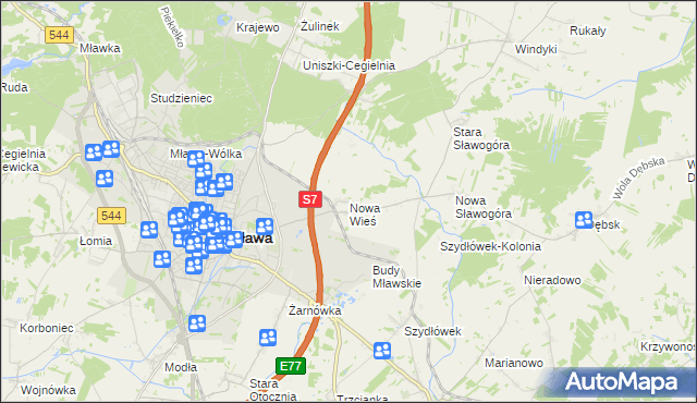 mapa Nowa Wieś gmina Szydłowo, Nowa Wieś gmina Szydłowo na mapie Targeo