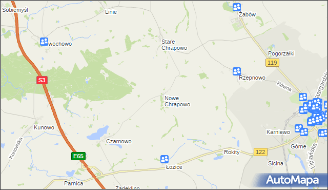 mapa Nowe Chrapowo, Nowe Chrapowo na mapie Targeo