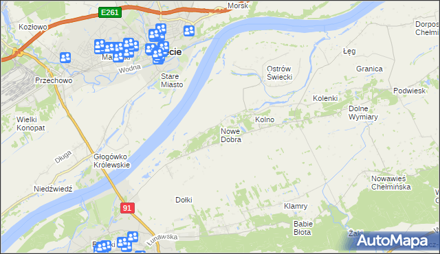 mapa Nowe Dobra gmina Chełmno, Nowe Dobra gmina Chełmno na mapie Targeo