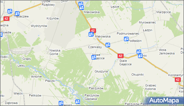 mapa Nowe Gajęcice, Nowe Gajęcice na mapie Targeo