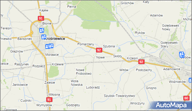 mapa Nowe gmina Krośniewice, Nowe gmina Krośniewice na mapie Targeo