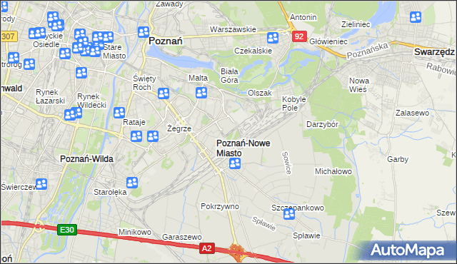 mapa Nowe Miasto gmina Poznań, Nowe Miasto gmina Poznań na mapie Targeo