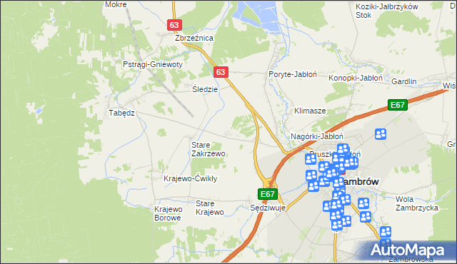 mapa Nowe Zakrzewo, Nowe Zakrzewo na mapie Targeo