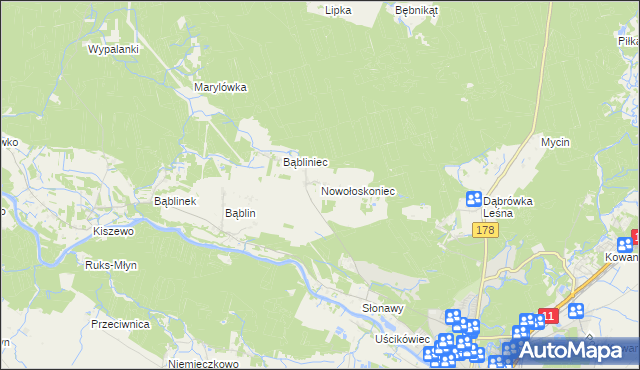 mapa Nowołoskoniec, Nowołoskoniec na mapie Targeo