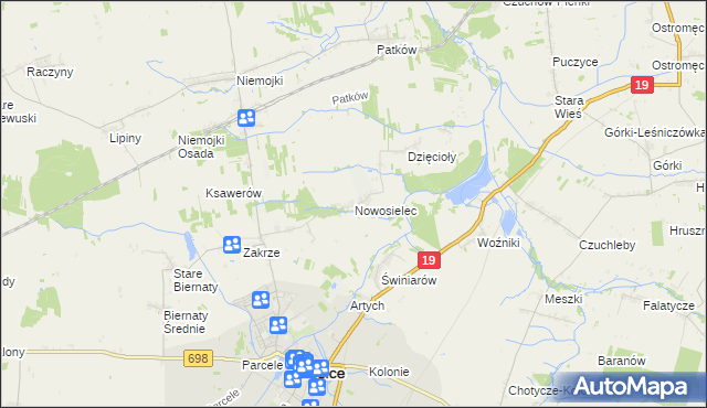 mapa Nowosielec gmina Łosice, Nowosielec gmina Łosice na mapie Targeo