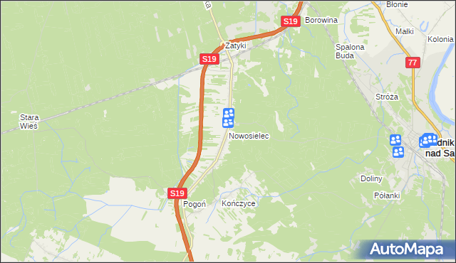 mapa Nowosielec gmina Nisko, Nowosielec gmina Nisko na mapie Targeo