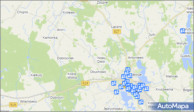 mapa Nowy Dwór gmina Morąg, Nowy Dwór gmina Morąg na mapie Targeo