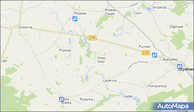 mapa Nowy Dwór gmina Szydłowo, Nowy Dwór gmina Szydłowo na mapie Targeo