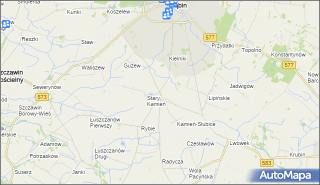 mapa Nowy Kamień gmina Gąbin, Nowy Kamień gmina Gąbin na mapie Targeo