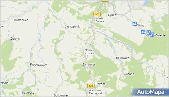 mapa Nowy Kościół, Nowy Kościół na mapie Targeo