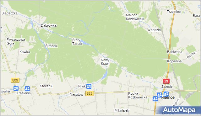 mapa Nowy Staw gmina Niemce, Nowy Staw gmina Niemce na mapie Targeo
