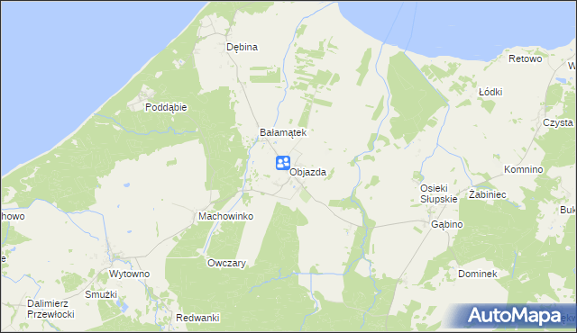 mapa Objazda gmina Ustka, Objazda gmina Ustka na mapie Targeo