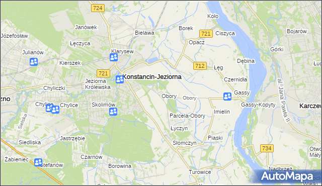mapa Obory gmina Konstancin-Jeziorna, Obory gmina Konstancin-Jeziorna na mapie Targeo
