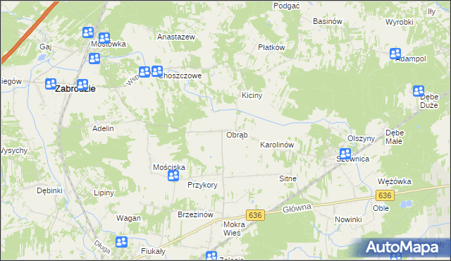 mapa Obrąb gmina Zabrodzie, Obrąb gmina Zabrodzie na mapie Targeo