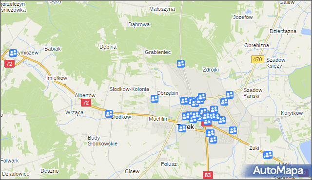 mapa Obrzębin, Obrzębin na mapie Targeo