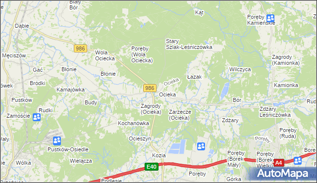 mapa Ocieka, Ocieka na mapie Targeo