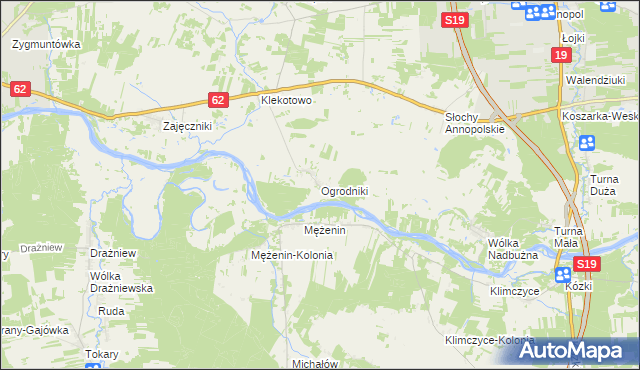 mapa Ogrodniki gmina Siemiatycze, Ogrodniki gmina Siemiatycze na mapie Targeo