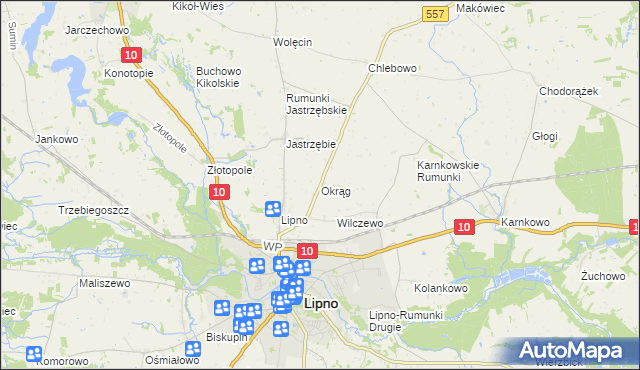 mapa Okrąg, Okrąg na mapie Targeo