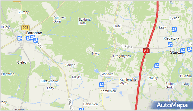 mapa Okrąglik gmina Woźniki, Okrąglik gmina Woźniki na mapie Targeo