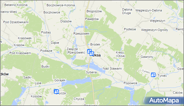 mapa Oksa, Oksa na mapie Targeo