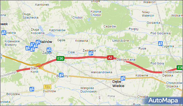 mapa Olesin gmina Dębe Wielkie, Olesin gmina Dębe Wielkie na mapie Targeo