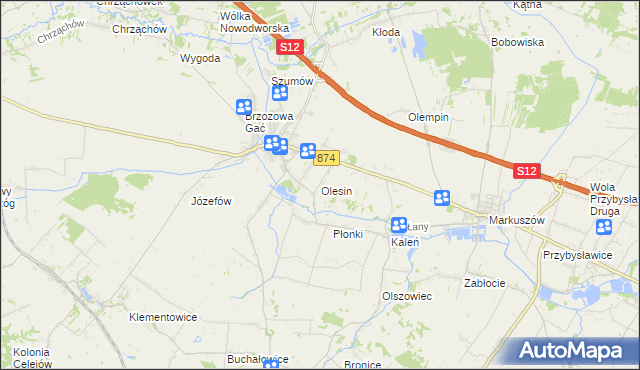 mapa Olesin gmina Kurów, Olesin gmina Kurów na mapie Targeo