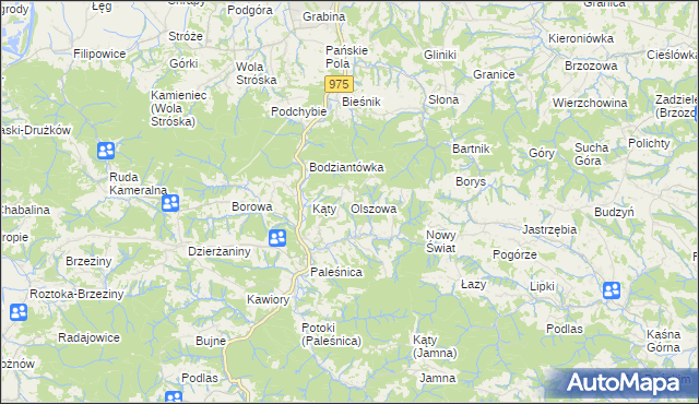 mapa Olszowa gmina Zakliczyn, Olszowa gmina Zakliczyn na mapie Targeo