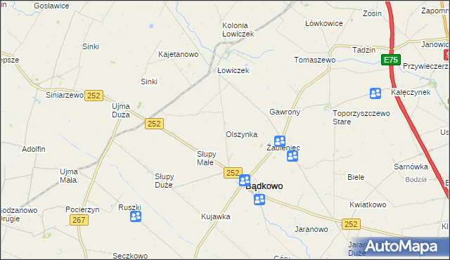 mapa Olszynka gmina Bądkowo, Olszynka gmina Bądkowo na mapie Targeo