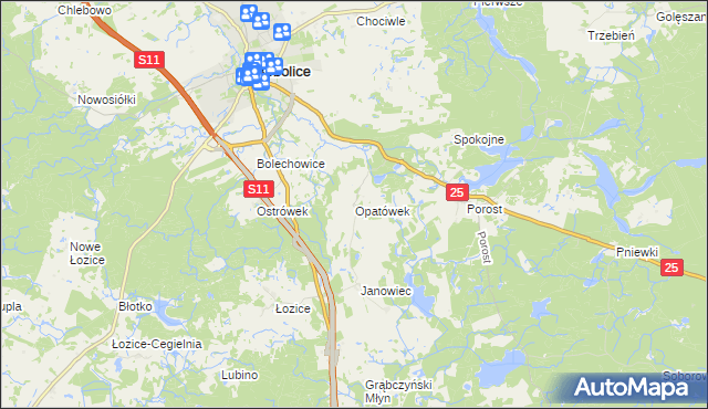 mapa Opatówek gmina Bobolice, Opatówek gmina Bobolice na mapie Targeo
