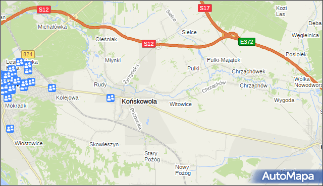 mapa Opoka gmina Końskowola, Opoka gmina Końskowola na mapie Targeo