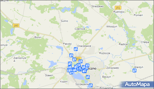 mapa Oraczewice, Oraczewice na mapie Targeo