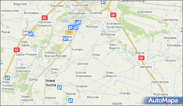 mapa Orłów gmina Nowa Sucha, Orłów gmina Nowa Sucha na mapie Targeo