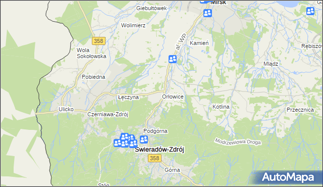 mapa Orłowice, Orłowice na mapie Targeo